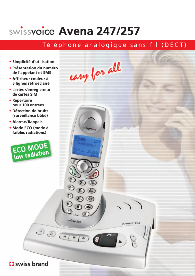 Page 1 of the manual Technical Sheet Swissvoice Avena 257