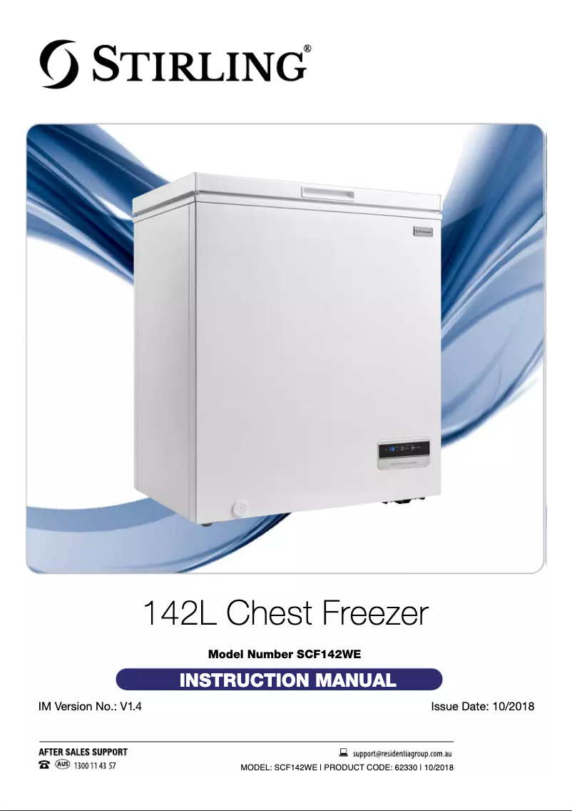 First page image of the manual for SCF142WE