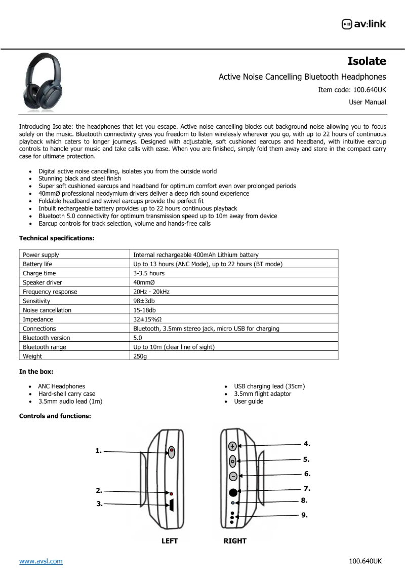 Page 1 de la notice Manuel utilisateur AV:link Isolate