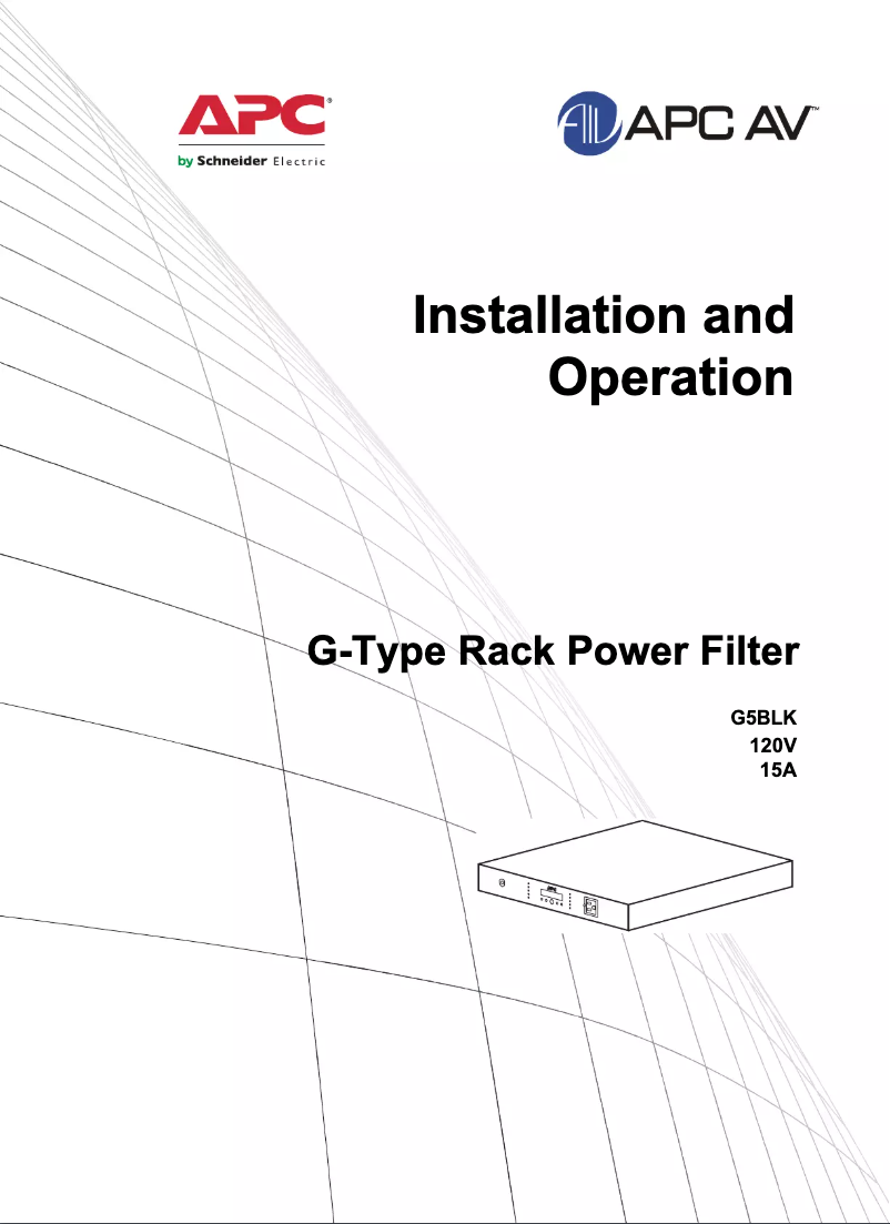 Page 1 of the manual User Manual APC G5BLK
