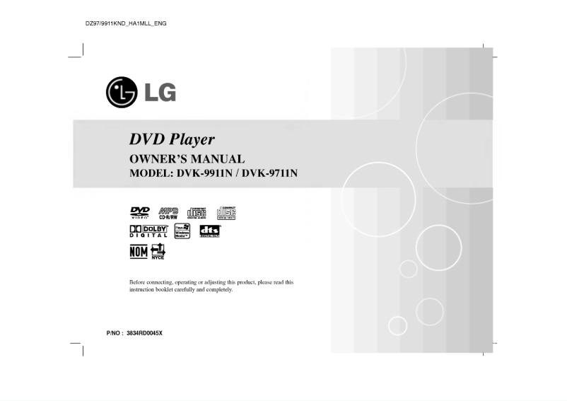 First page image of the manual for DZ9911KND