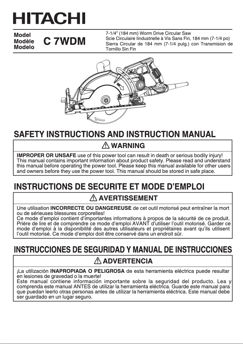 Page 1 of the manual User Manual Metabo C7WDM