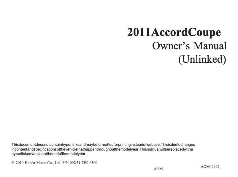Page 1 of the manual User Manual Honda Accord Sedan (2011)