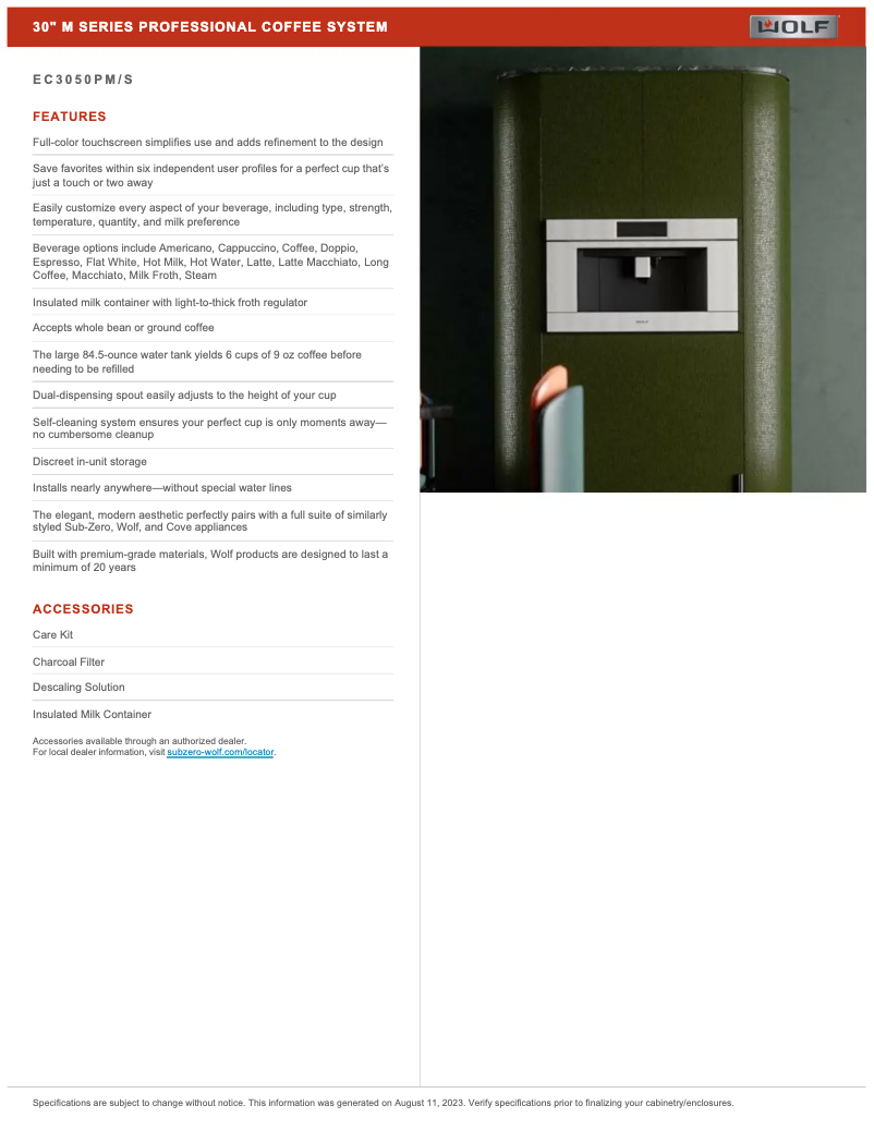 Page 1 of the manual User Manual Wolf EC3050PM/S