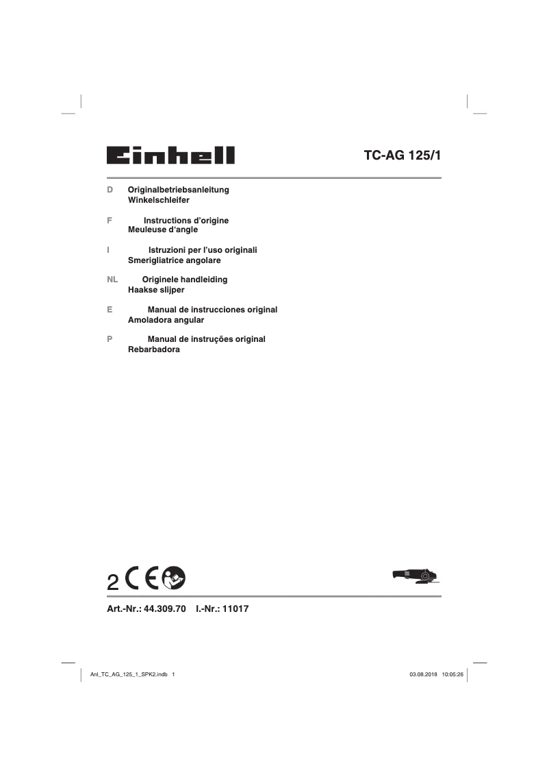 Page 1 of the manual User Manual Einhell TC-AG 125/1