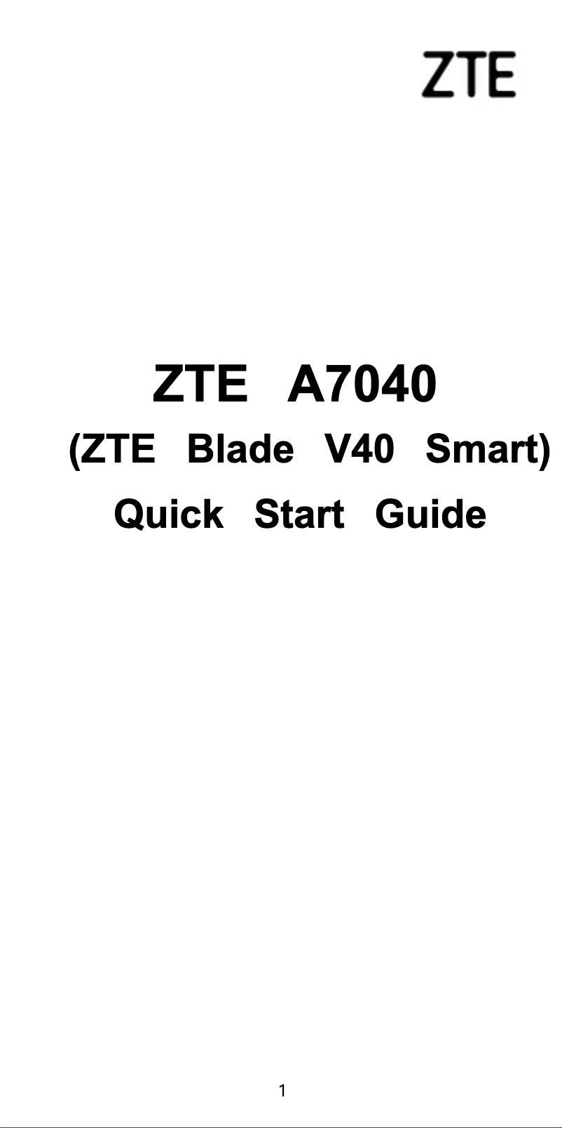 Page 1 of the manual User Manual ZTE Blade V40 Smart
