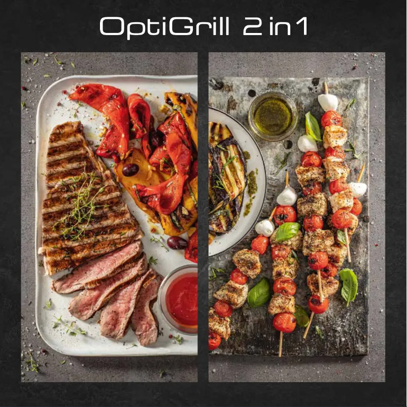 First page image of the manual for OptiGrill 2in1 GC772D