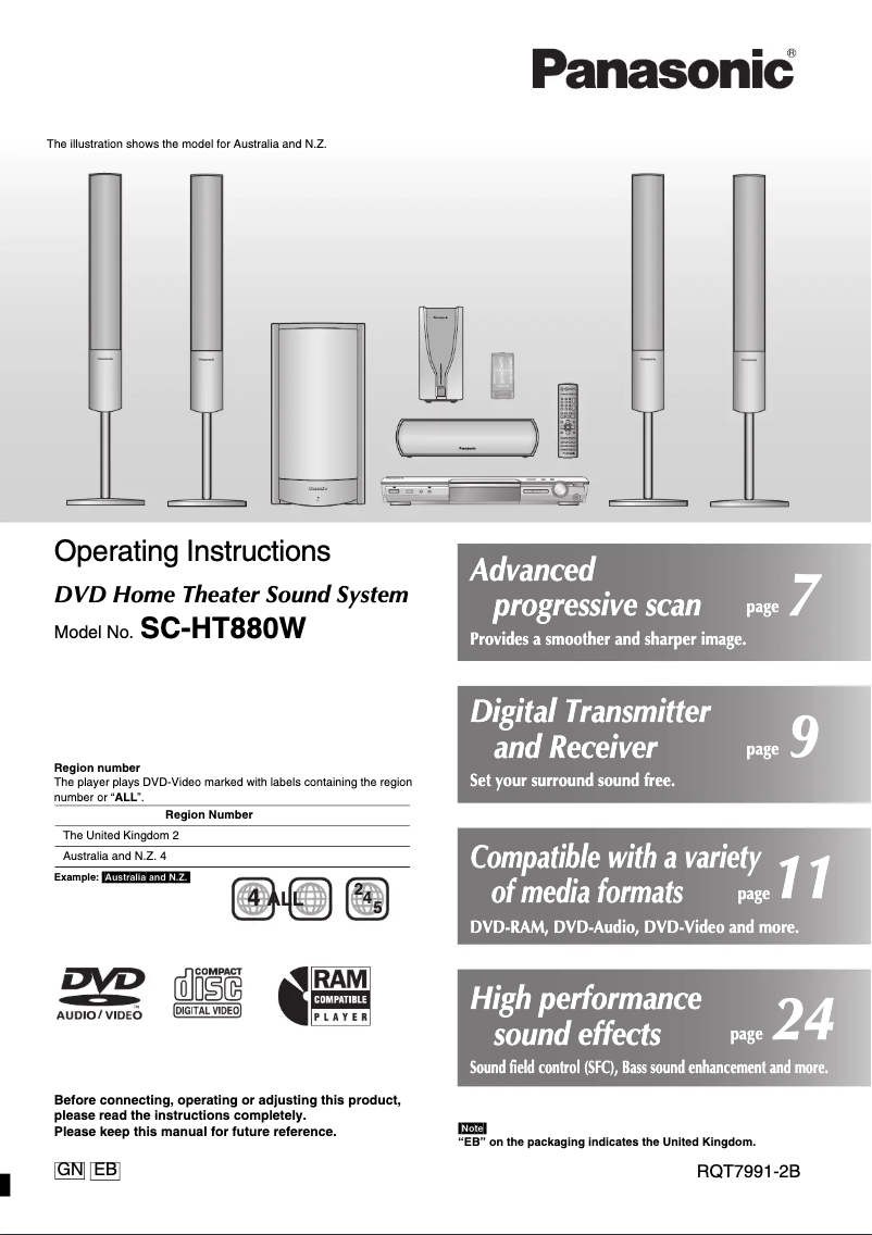 First page image of the manual for SC-HT880W