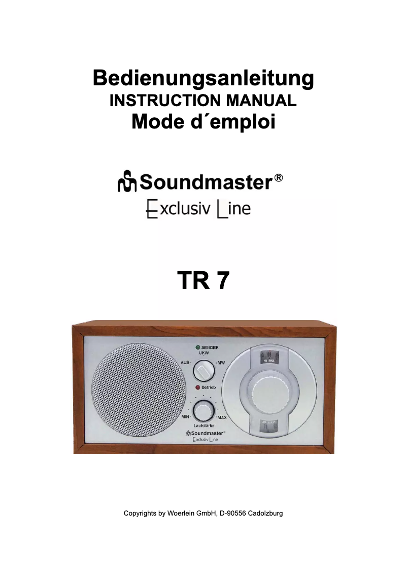Image de la première page du manuel de l'appareil TR-7