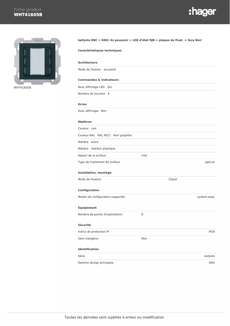 First page image of the manual for WHT41605B
