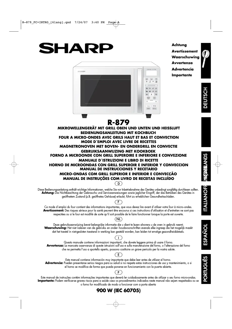 Page 1 of the manual User Manual Sharp R879