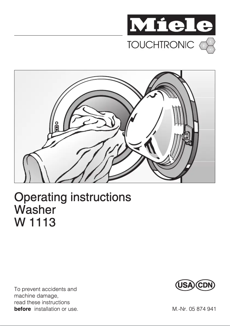 Page 1 of the manual User Manual Miele W 1113