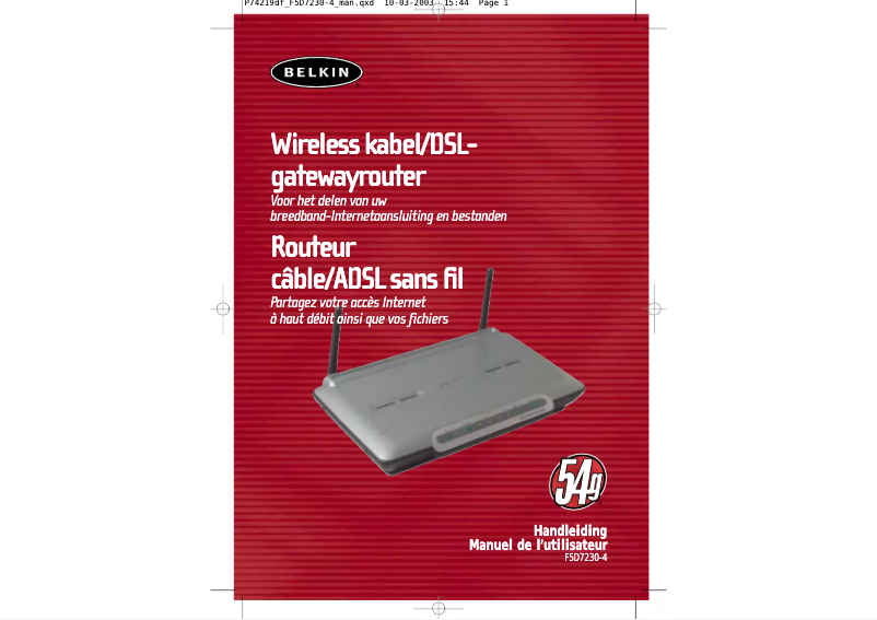 Image de la première page du manuel de l'appareil F5D7230-4