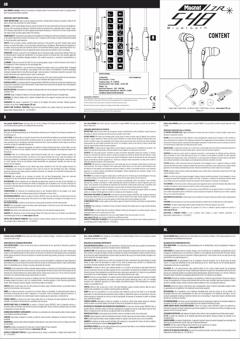 First page image of the manual for LZR 548 BT