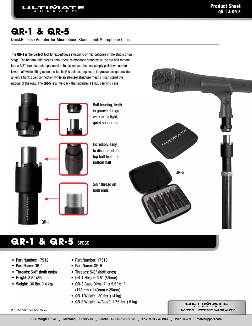 Page 1 of the manual User Manual Ultimate QR-1
