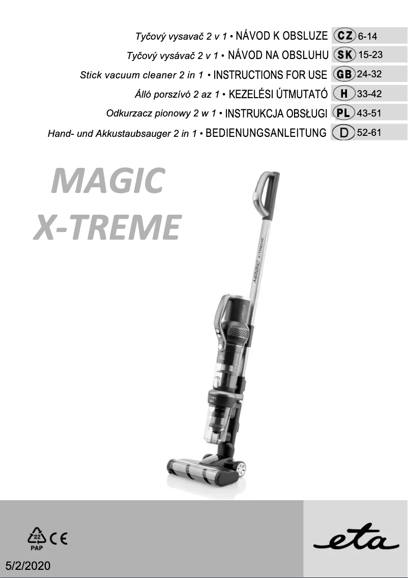 First page image of the manual for Magic X-treme 7235