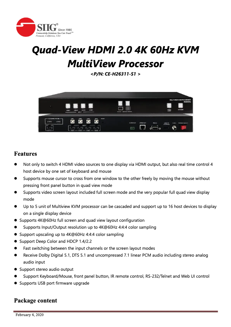 First page image of the manual for CE-H26311-S1