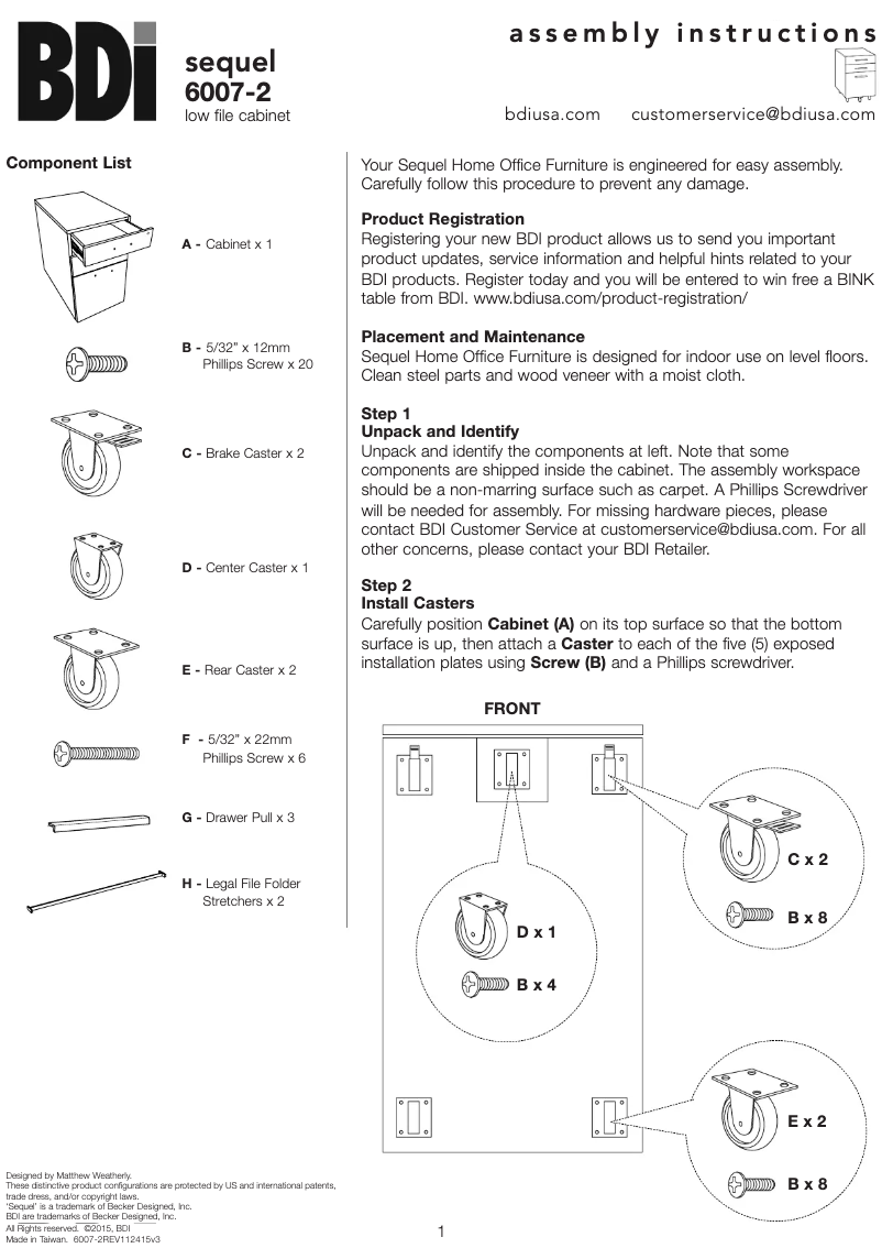 Page 1 of the manual User Manual BDI Sequel 6007-2