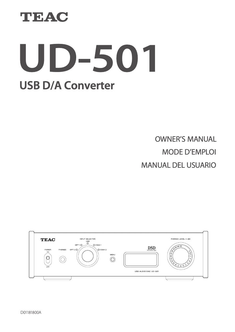 First page image of the manual for UD-501