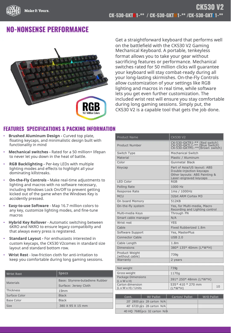 First page image of the manual for CK530 V2