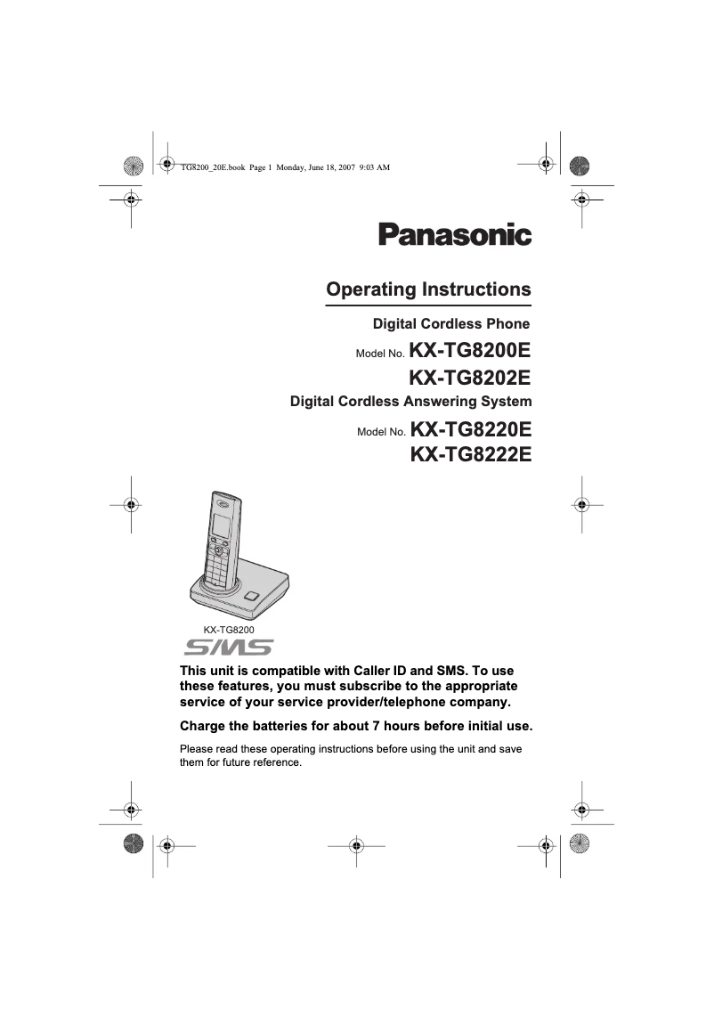 First page image of the manual for KX-TG8200