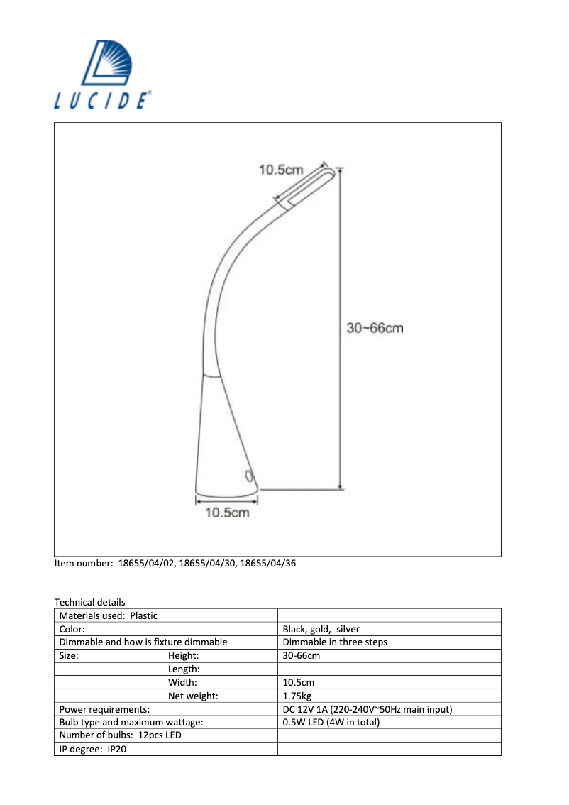First page image of the manual for Goosy LED