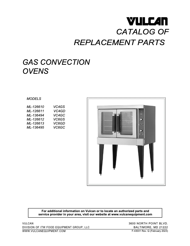 Page 1 of the manual Catalogue Vulcan VC44GD