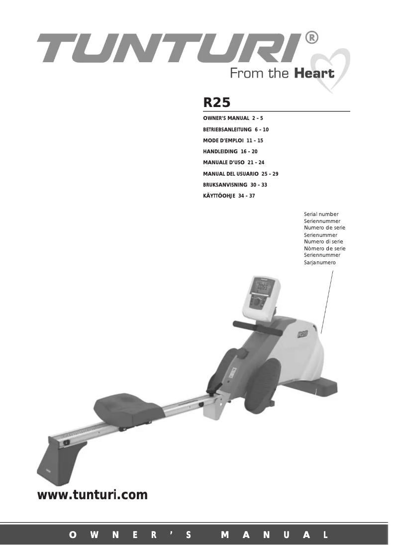 Page 1 of the manual User Manual Tunturi R25