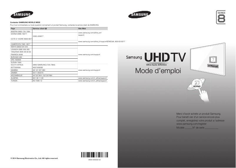 Page 1 of the manual Installation Guide Samsung UA48HU8500T