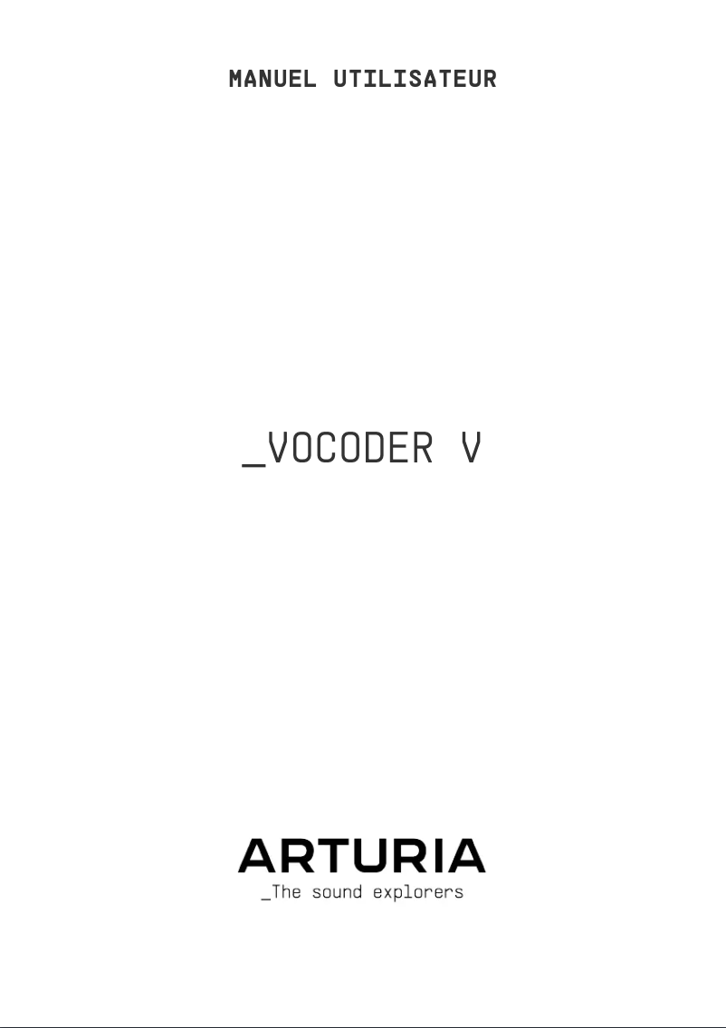 Page 1 of the manual User Manual Arturia Vocoder V