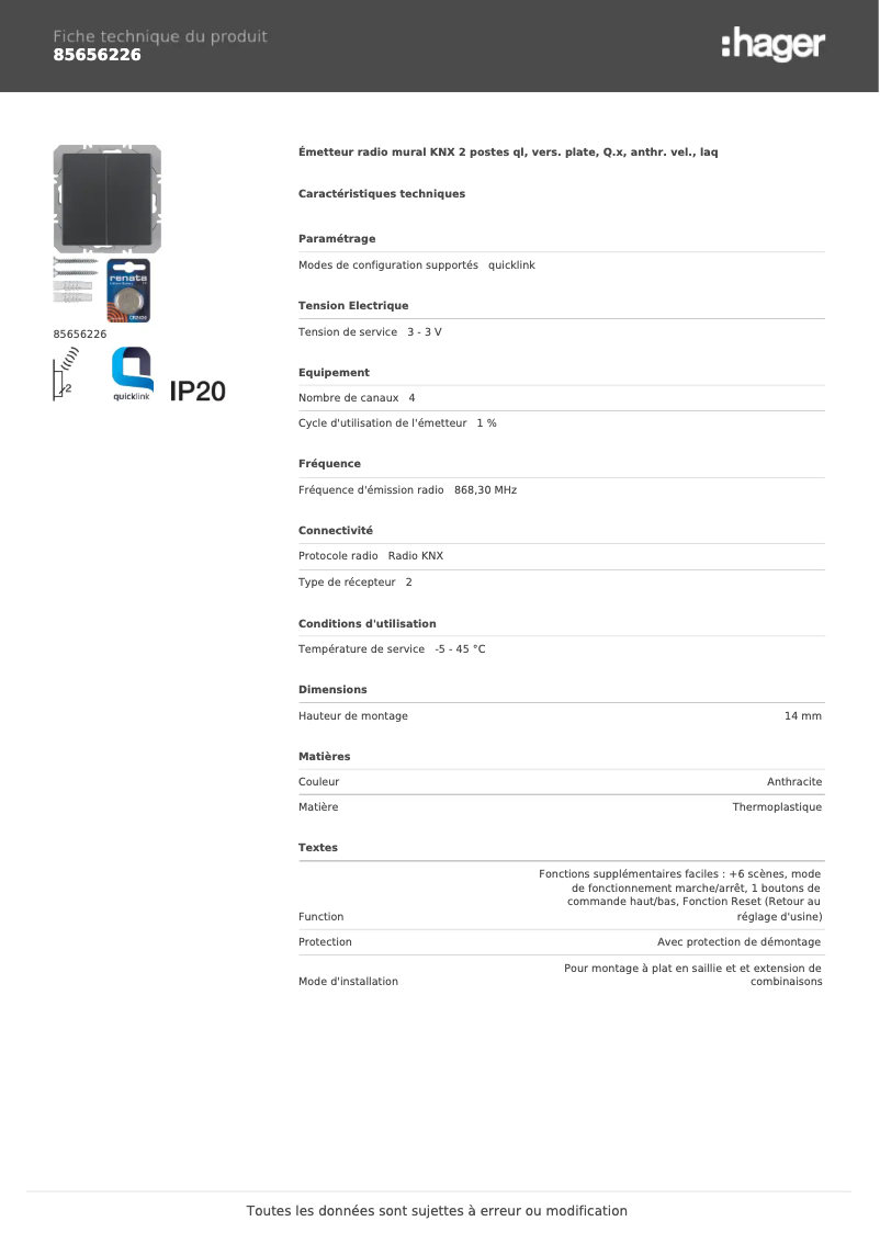 First page image of the manual for 85656226