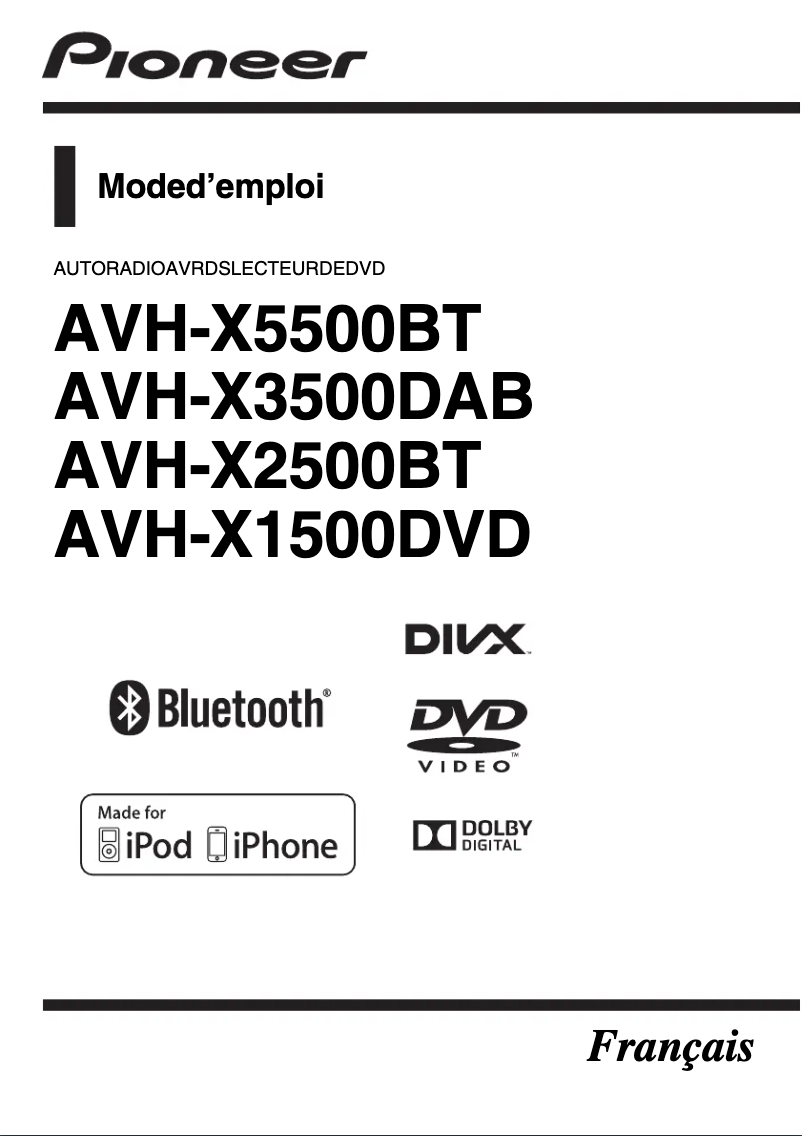 First page image of the manual for AVHX1500DVD