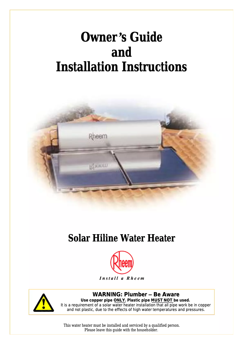 Page 1 of the manual User Manual Rheem 52S160