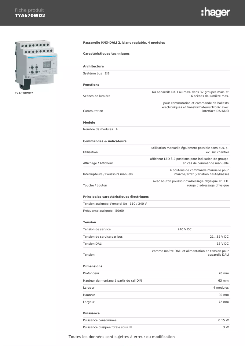 First page image of the manual for TYA670WD2