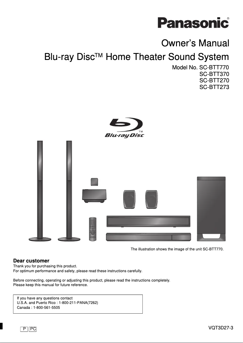 Page 1 of the manual User Manual Panasonic SC-BTT273