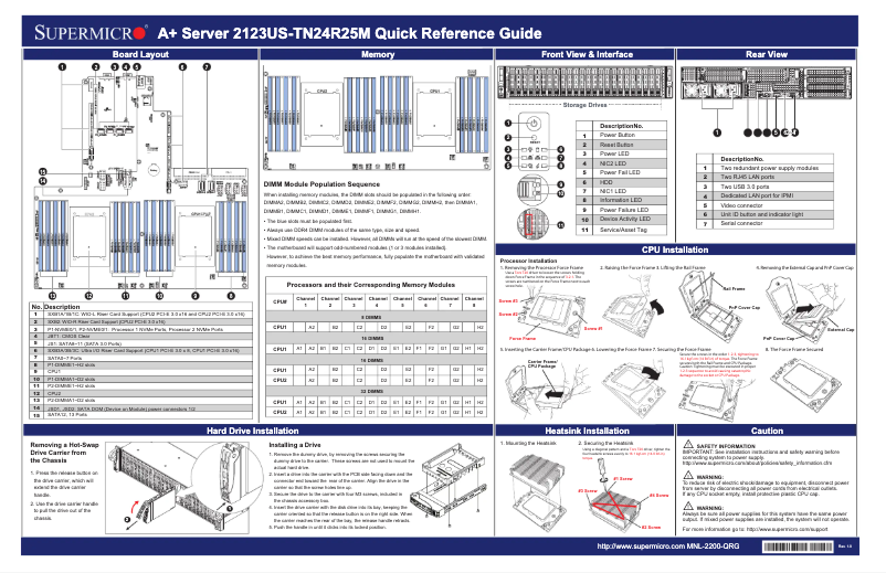 First page image of the manual for A+ Server 2123US-TN24R25M