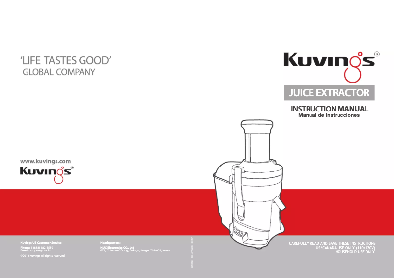 Page 1 of the manual User Manual Kuvings NJ-9700U