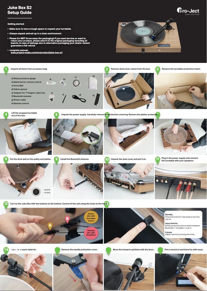 First page image of the manual for Juke Box S2