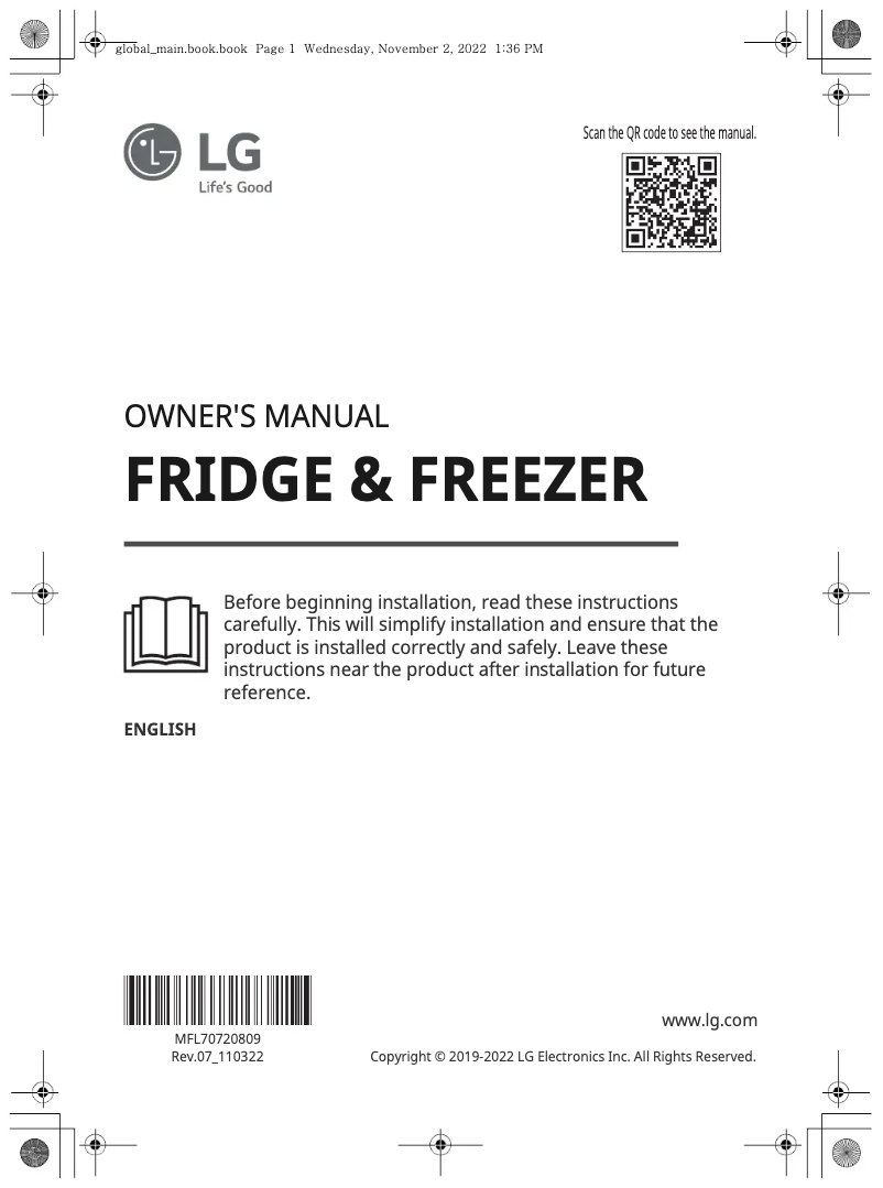 Page 1 of the manual User Manual LG GC-B569BXCF