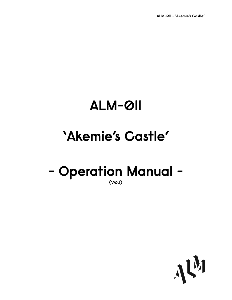 First page image of the manual for Akemies Castle ALM-011