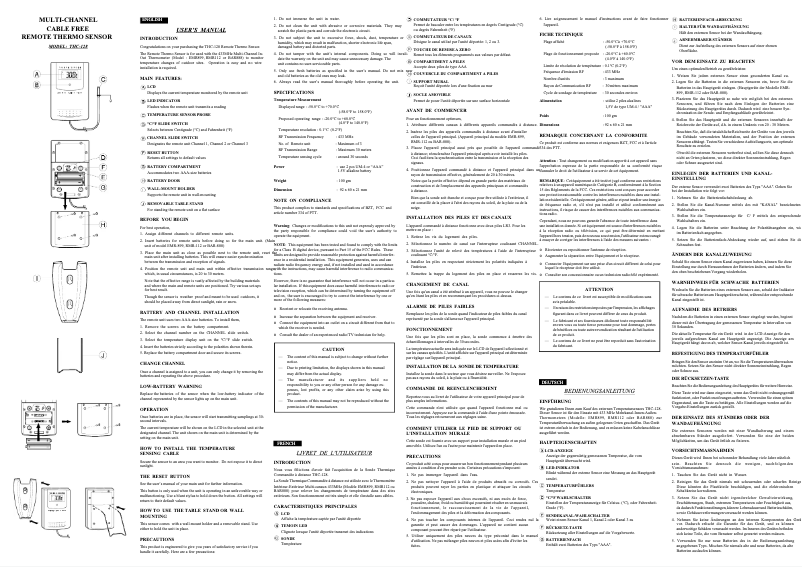 First page image of the manual for THC128