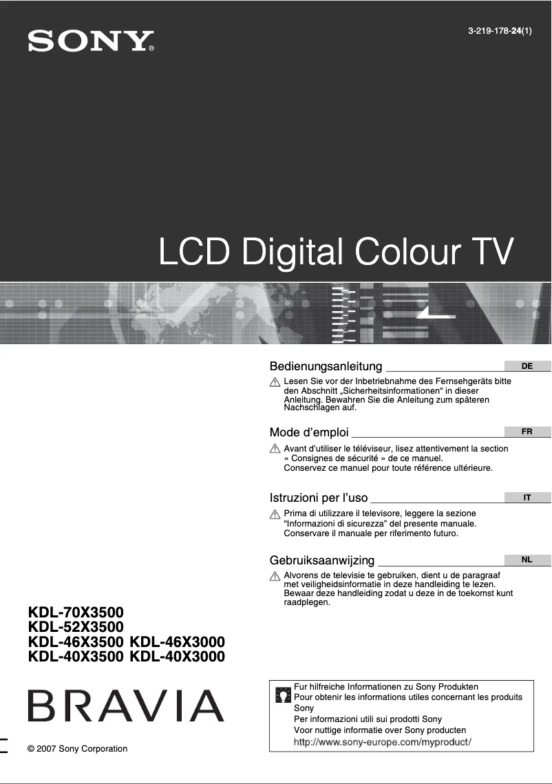 Page 1 of the manual User Manual Sony Bravia KDL-46X3000
