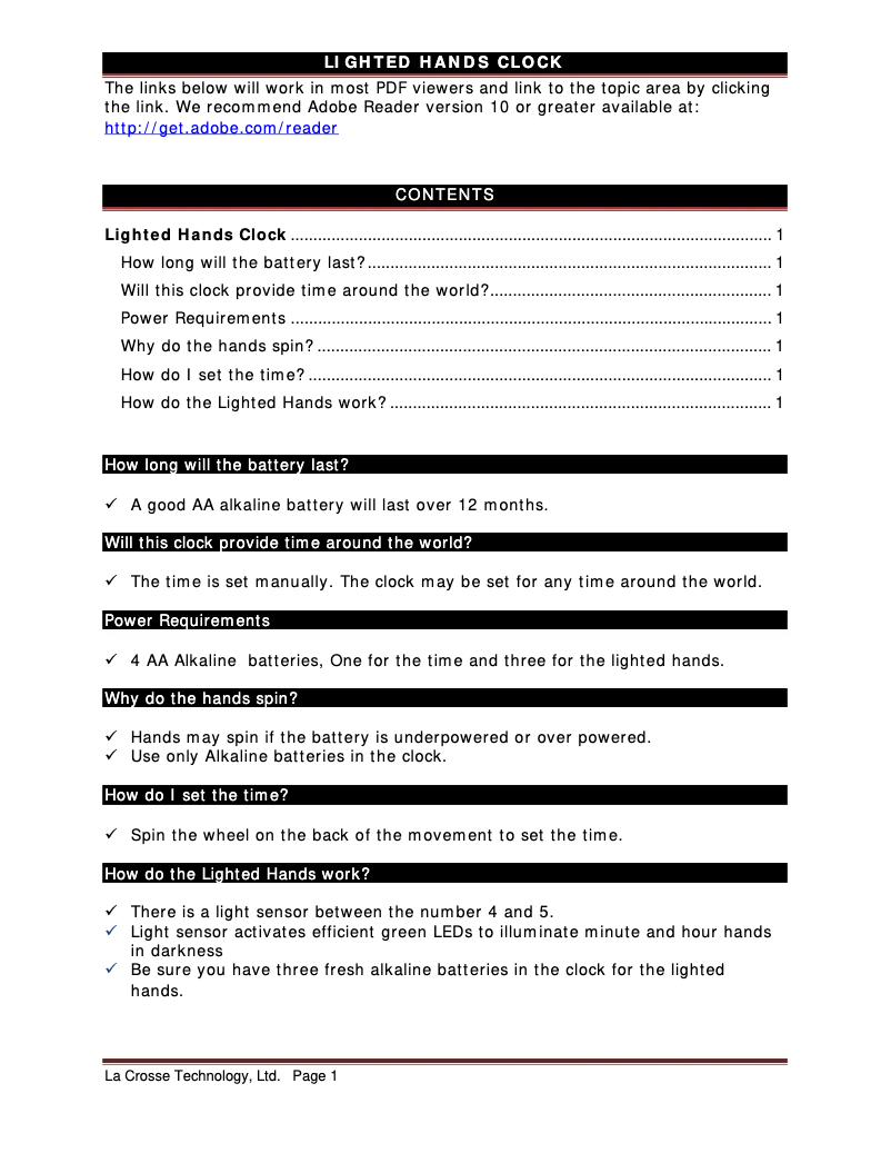 Page 1 of the manual FAQ La Crosse Technology 403-314B