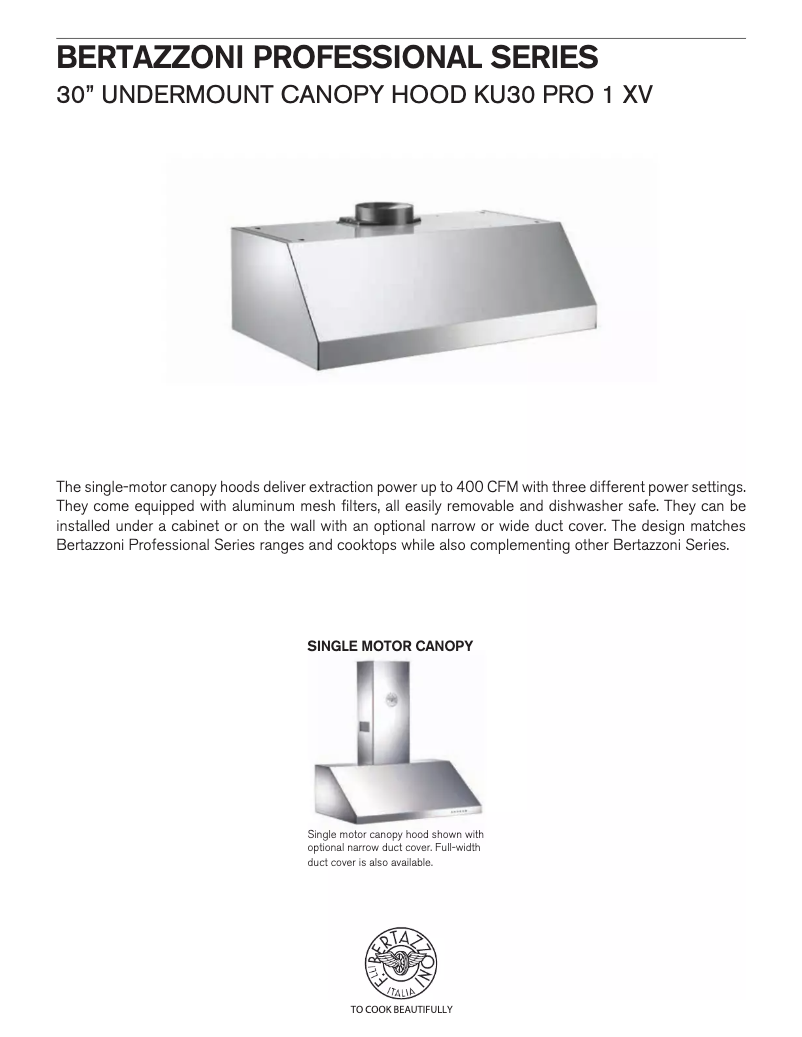 First page image of the manual for KU30PRO1XV