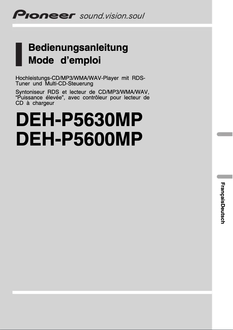 Page 1 of the manual User Manual Pioneer DEH-P5630MP