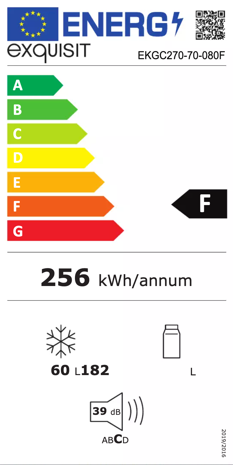 Page 1 of the manual Energy Label Exquisit EKGC270-70-080F