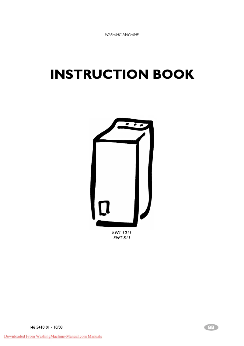 Page 1 of the manual User Manual Electrolux EWT811