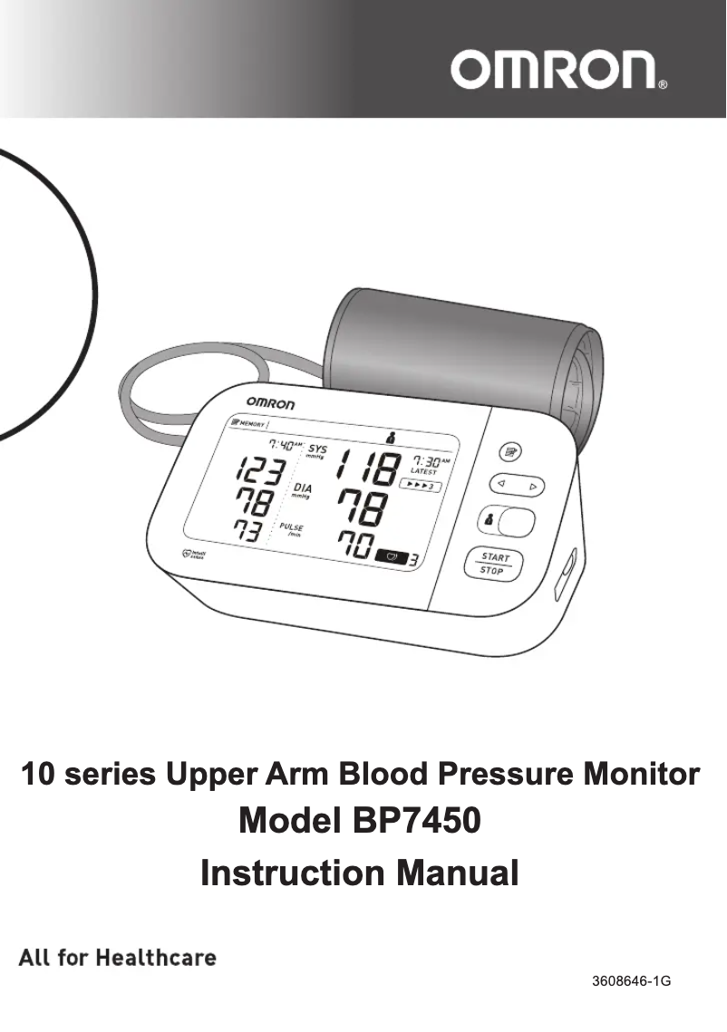 Page 1 of the manual User Manual Omron BP7450