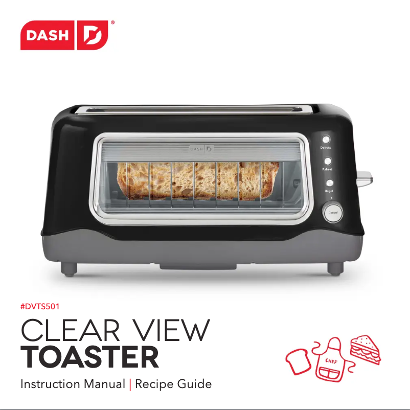 Page 1 of the manual User Manual Dash Clear View Toaster DVTS501AQ