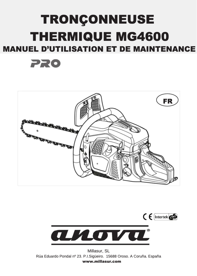 Page 1 of the manual User Manual Anova MG4600